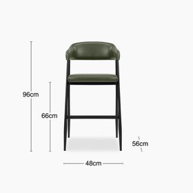 Presley Kitchen Stool | Vintage Green Faux Leather & Black