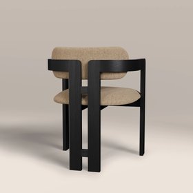 Hallie Wooden Carver Dining Chair | Latte Sustainable Fabric & Black