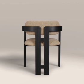 Hallie Wooden Carver Dining Chair | Latte Sustainable Fabric & Black