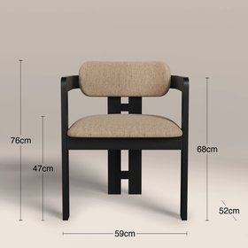 Hallie Wooden Carver Dining Chair | Latte Sustainable Fabric & Black