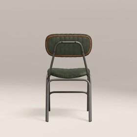 Boston Dining Chair | Dark Green Faux Leather & Gunmetal