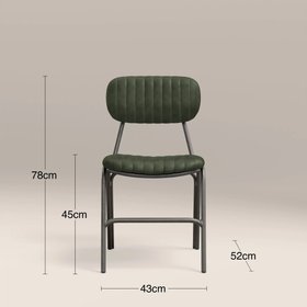 Boston Dining Chair | Dark Green Faux Leather & Gunmetal