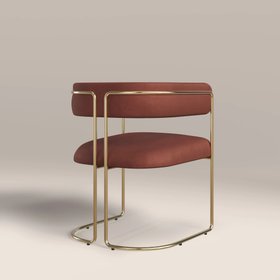 Juliana Carver Dining Chair | Rust Red Sustainable Velvet & Brass