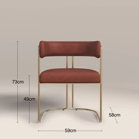 Juliana Carver Dining Chair | Rust Red Sustainable Velvet & Brass