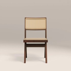 Cary Wooden Dining Chair | Natural Cane & Walnut
