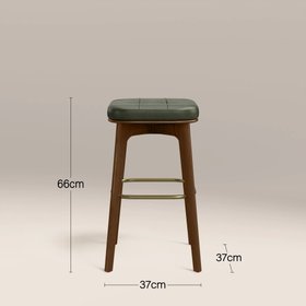 Winchester Kitchen Stool | Vintage Green Faux Leather & Walnut
