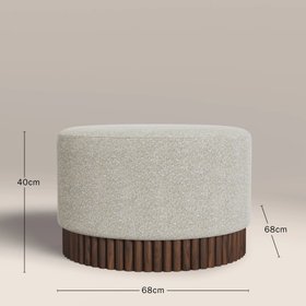 Oberon Footstool | Speckled Stone Sustainable Boucle & Walnut