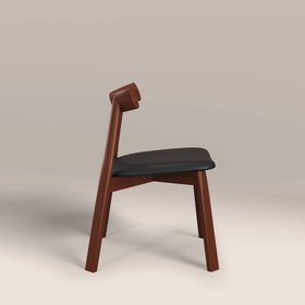 Clyde Wooden Dining Chair | Noir Black Faux Leather & Walnut