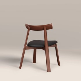 Clyde Wooden Dining Chair | Noir Black Faux Leather & Walnut