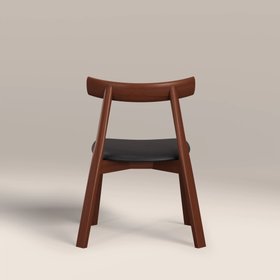 Clyde Wooden Dining Chair | Noir Black Faux Leather & Walnut