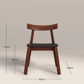 Clyde Wooden Dining Chair | Noir Black Faux Leather & Walnut