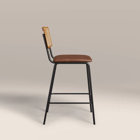 Willis Kitchen Stool | Vintage Tan Faux Leather & Black