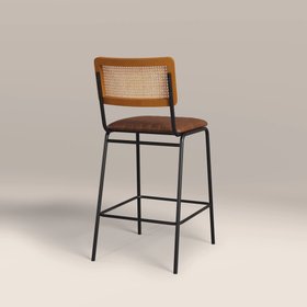 Willis Kitchen Stool | Vintage Tan Faux Leather & Black