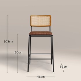 Willis Kitchen Stool | Vintage Tan Faux Leather & Black