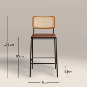 Willis Kitchen Stool | Vintage Tan Faux Leather & Black