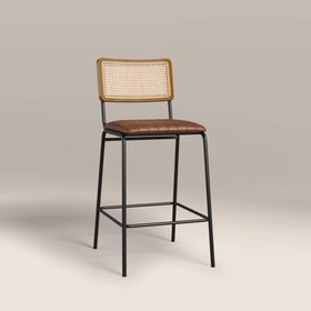 Willis Kitchen Stool | Vintage Tan Faux Leather & Black