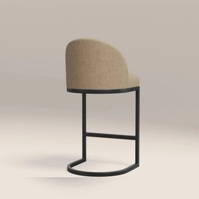 Matteo Kitchen Stool with Backrest | Latte Sustainable Fabric