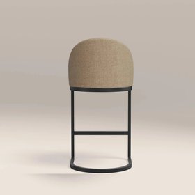 Matteo Kitchen Stool with Backrest | Latte Sustainable Fabric