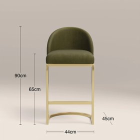 Matteo Kitchen Stool with Backrest | Olive Green Sustainable Velvet