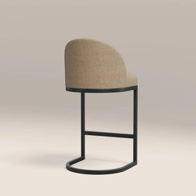 Matteo Kitchen Stool with Backrest | Latte Sustainable Fabric