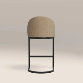 Matteo Kitchen Stool with Backrest | Latte Sustainable Fabric