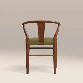 Bjorn Wooden Dining Chair | Moss Green Sustainable Mohair Velvet & Walnut