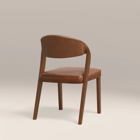 Kennedy Dining Chair | Vintage Tan Faux Leather & Walnut