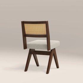 Cary Wooden Dining Chair | Speckled Stone Sustainable Boucle & Walnut