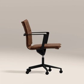 Bria Office Chair | Vintage Tan Faux Leather & Black