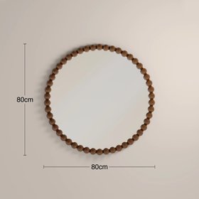 Ashby Round Wall Mirror,  80 cm| Walnut
