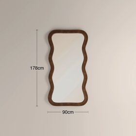 Ridley Wavy Full Length Mirror, 178 x 90 cm | Walnut