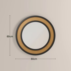 Brook Round Wall Mirror,  80 cm| Rattan