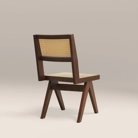 Cary Wooden Dining Chair | Natural Cane & Walnut