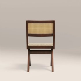 Cary Wooden Dining Chair | Natural Cane & Walnut