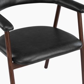 Monroe Carver Dining Chair | Vintage Black Faux Leather & Walnut