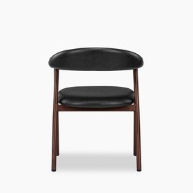 Monroe Carver Dining Chair | Vintage Black Faux Leather & Walnut