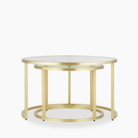Madison Set of 2 Round Nesting Coffee Tables | Brass