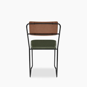 Kensal Stackable Dining Chair | Vintage Green Faux Leather & Black