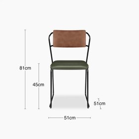 Kensal Stackable Dining Chair | Vintage Green Faux Leather & Black