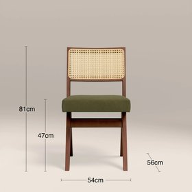 Cary Wooden Dining Chair | Moss Green Sustainable Mohair Velvet & Walnut