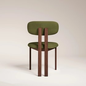 Arbor Dining Chair | Olive Green Sustainable Velvet & Walnut