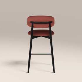 Halston Kitchen Stool | Rust Red Sustainable Velvet & Black