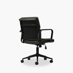 Mae Office Chair | Vintage Green Faux Leather & Black