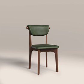 Nobu Dining Chair | Vintage Green Faux Leather & Walnut