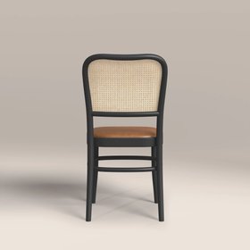 Bourne Wooden Dining Chair | Vintage Tan Faux Leather & Black