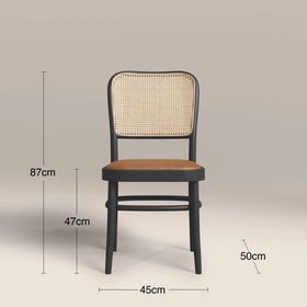 Bourne Wooden Dining Chair | Vintage Tan Faux Leather & Black