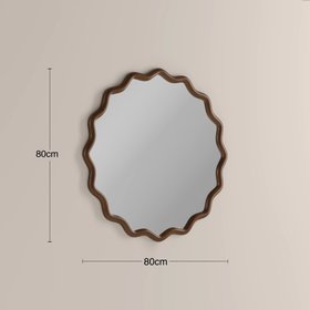 Osaka Round Wall Mirror, 80 cm | Walnut