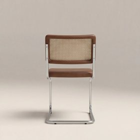 Kenton Dining Chair | Vintage Tan Faux Leather & Chrome