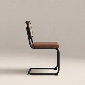 Kenton Dining Chair | Vintage Tan Faux Leather & Black