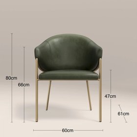 Luca Carver Dining Chair | Vintage Green  Faux Leather & Brass
